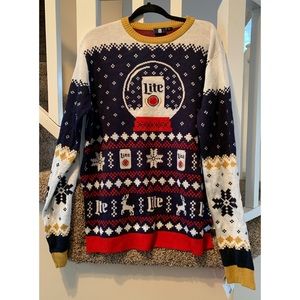 FOCO Miller light beer ugly Xmas sweater